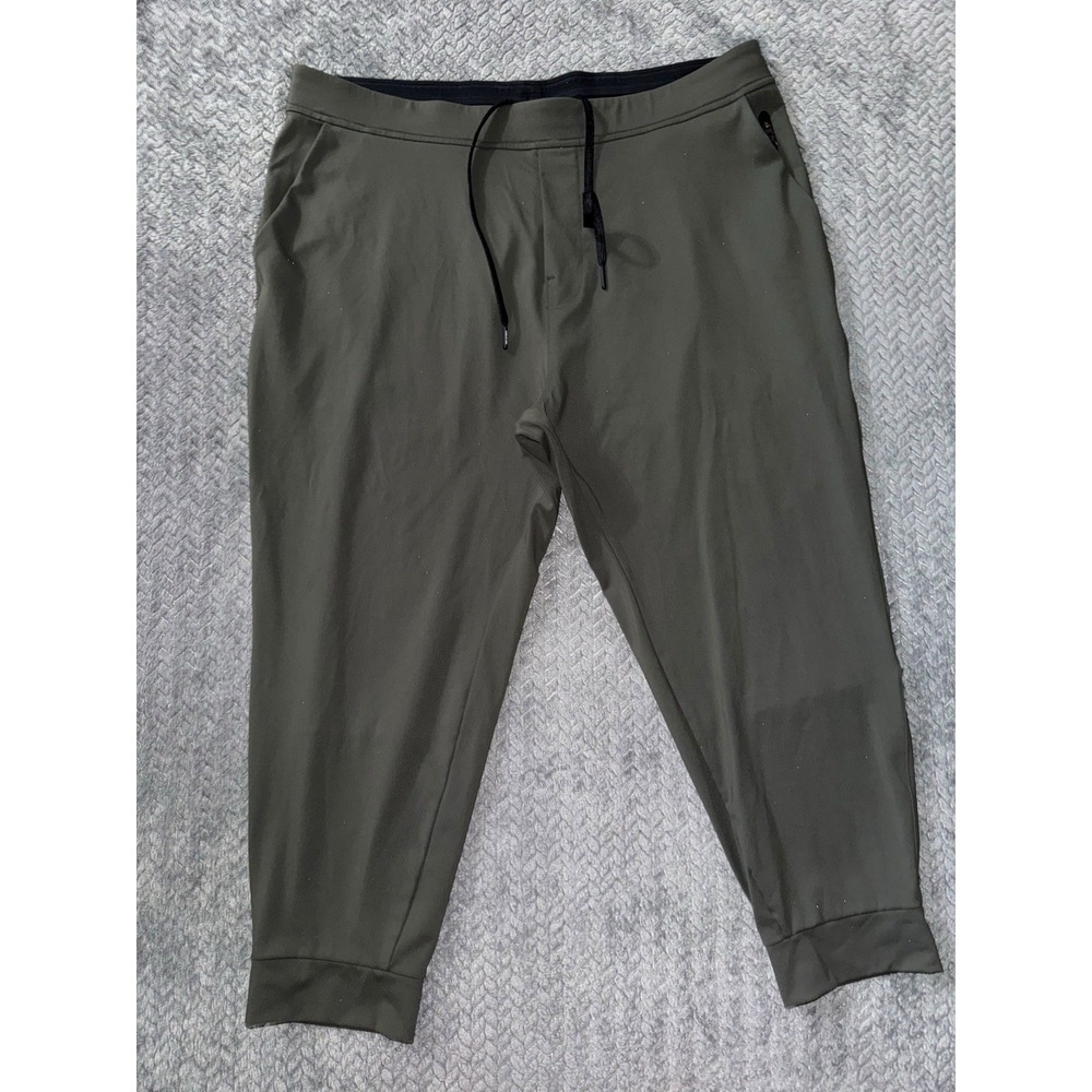Public Rec Pants Mens Green Joggers Stretch Athletic Drawstring Size 40